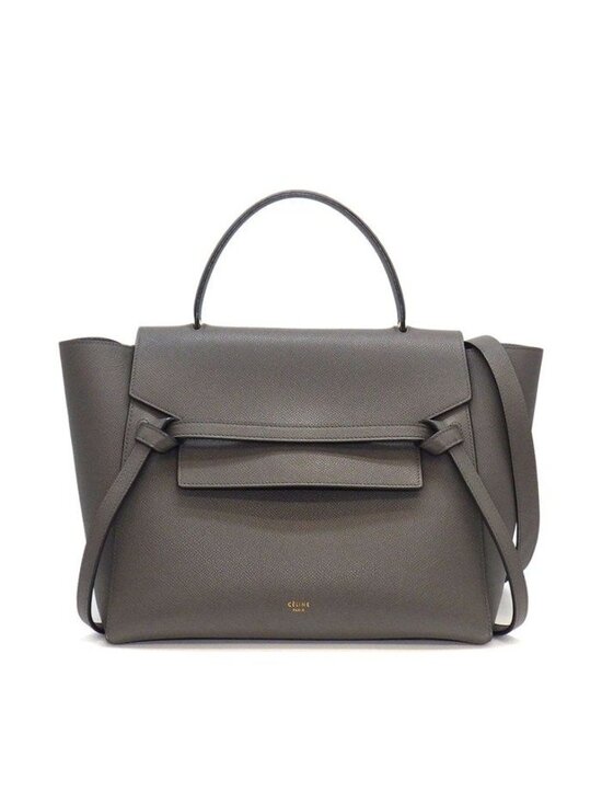 Celine | Bags | Celine Handle Shoulder Bag Mini Gray Calfskin Gold ...